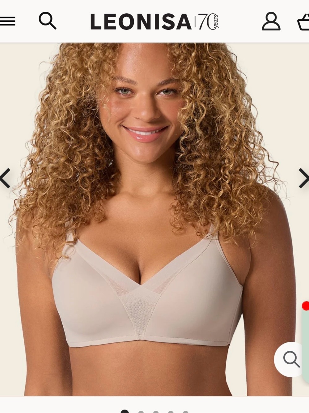 Leonisa Comfort Fit Wireless Push Up Bra  Size 34B- Nude